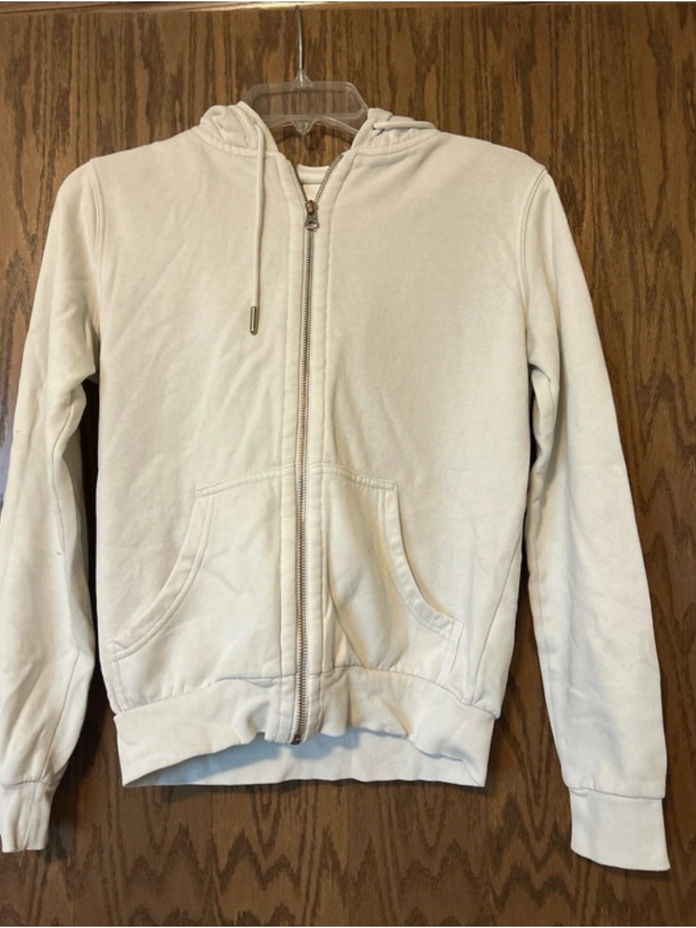 H&M Cream Full-Zip Hooded Sweatshirt